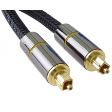 PremiumCord optický audio kabel Toslink, OD:7mm, Gold-metal design + Nylon, 2m