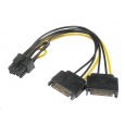 AKASA adaptér napájecí na 6+2pin PCIe (2xSATA male power to a 6+2pin PCIe female connector)