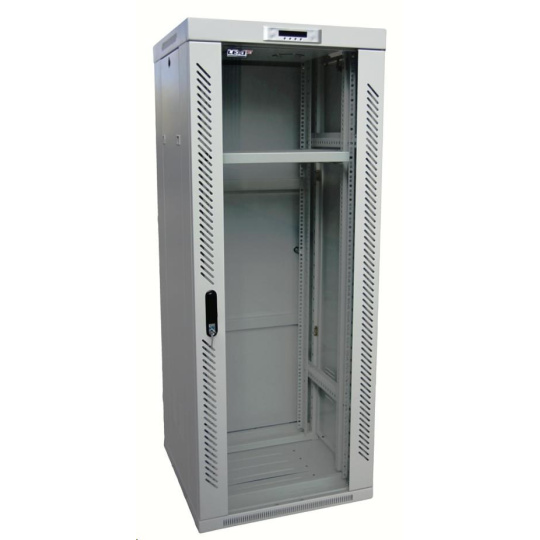 LEXI-Net 19" stojanový rozvaděč 42U 800x1000 rozebiratelný, ventilační jednotka, termostat, kolečka, 600kg, sklo, šedý