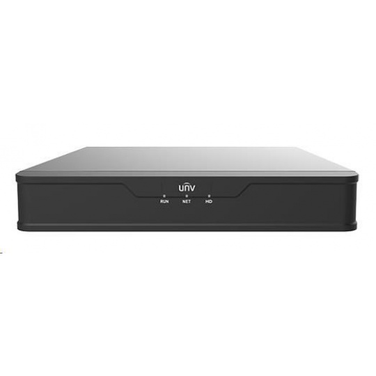 Uniview NVR, 4 kanály, H.265, 1x HDD, 8Mpix (64Mbps/64Mbps), HDMI, VGA, 4K, ONVIF, 2x USB, audio