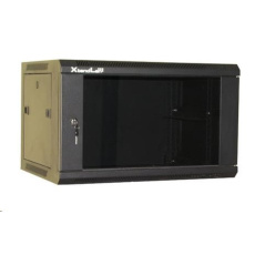 XtendLan 19" nástěnný rozvaděč 9U 600x450, nosnost 60 kg, skleněné kouřové dveře, svařovaný, černý - malá odřenina