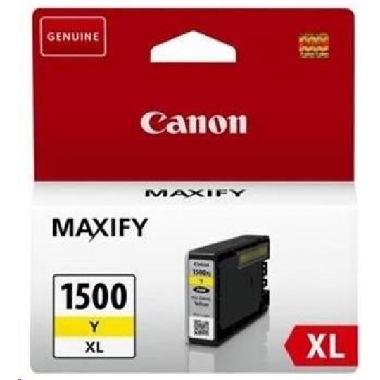 Canon CARTRIDGE PGI-1500XL Y žlutá pro Maxify MB2050, MB2150, MB2350, MB2750 a MB2755 (780 str.)