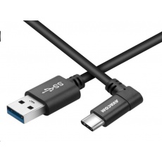 Datový a nabíjecí kabel USB - USB Type-C, 100cm, konektor v úhlu 90°, černý