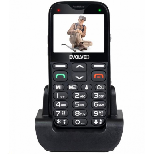 EVOLVEO EasyPhone XG, mobilní telefon pro seniory s nabíjecím stojánkem, černá