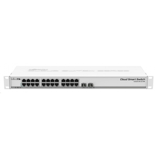 MikroTik Cloud Smart Switch CSS326-24G-2S+RM, 24 non-blocking gigabit.portů, 2xSFP+, Marvell DX switch chip, SwOS