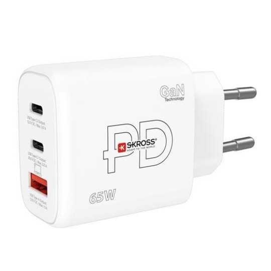 SKROSS USB A+C nabíjecí adaptér Power charger 65W GaN EU, Power Delivery, typ C