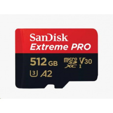 SanDisk micro SDXC karta 512GB Extreme PRO (200 MB/s Class 10, UHS-I U3 V30) + adaptér