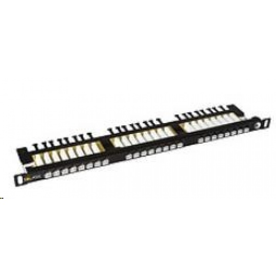 Solarix Patch panel 24xRJ45 CAT6 UTP s vyvazovací lištou černý 0,5U SX24HD-6-UTP-BK