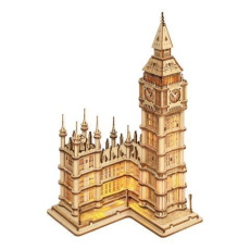 RoboTime dřevěné 3D puzzle hodinová věž Big Ben svítící RoboTime dřevěné 3D puzzle hodinová věž Big Ben svítící