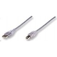 MANHATTAN Kabel USB 2.0 A-B propojovací 3m (stříbrný)
