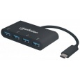 MANHATTAN USB 3.1 Gen 1 Type-C Hub, 4 Type-A Ports, Bus Power