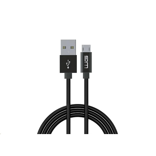 WG - Datový kabel Micro USB na USB-A, 1 metr, s prodlouženým konektorem, černá