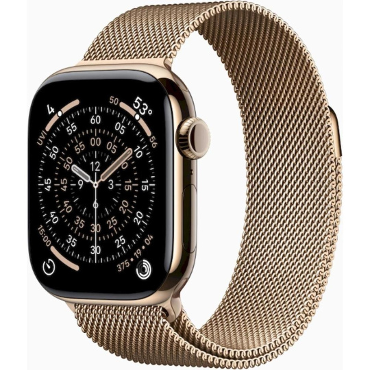 Apple Watch Series 11 GPS + Cellular 42mm Gold Titanium Case with Gold Milanese Loop