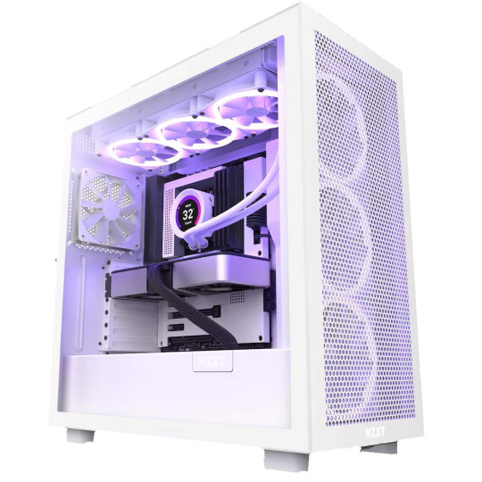 NZXT skříň H7 Flow RGB edition / ATX / 3x 140 mm fan / USB-C / 2x USB / prosklená bočnice / mesh panel / RGB / bílá