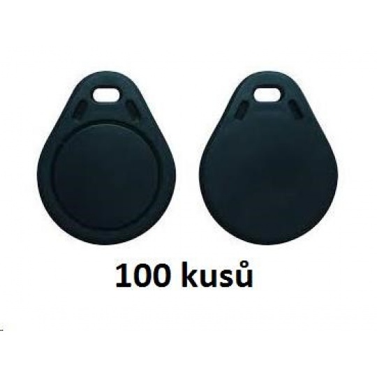 Elatec RFID Unique čip, přívěsek na klíče, 125 kHz, černý, Standard  100-pack