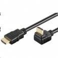 PremiumCord HDMI High Speed+Ethernet kabel, zlacený zahnutý konektor 270° 1m