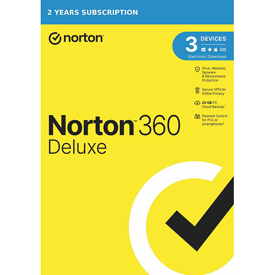 NORTON 360 DELUXE 25GB +VPN 1 uživatel pro 3 zařízení na 2 roky ESD 1+1 (50%) NORTON 360 DELUXE 25GB +VPN 1 uživatel pro 3 zařízení na 2 roky ESD 1+1 (50%)