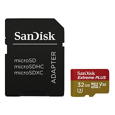 SanDisk MicroSDHC karta 32GB Extreme PLUS (R100/W90MB/s, UHS-I V30, Rescue Pro Deluxe) + adaptér SanDisk MicroSDHC karta 32GB Extreme PLUS (R100/W90MB/s, UHS-I V30, Rescue Pro Deluxe) + adaptér