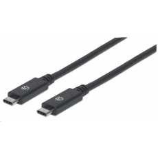 Manhattan USB-C kabel, USB 3.1 Gen 2, USB-C Male na USB-C Male, 10 Gbps, 5 A, 1m, černá Manhattan USB-C kabel, USB 3.1 Gen 2, USB-C Male na USB-C Male, 10 Gbps, 5 A, 1m, černá