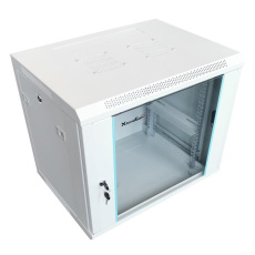 XtendLan 19" nástěnný rozvaděč 12U 600x450, nosnost 60 kg, skleněné dveře, svařovaný, šedý XtendLan 19" nástěnný rozvaděč 12U 600x450, nosnost 60 kg, skleněné dveře, svařovaný, šedý